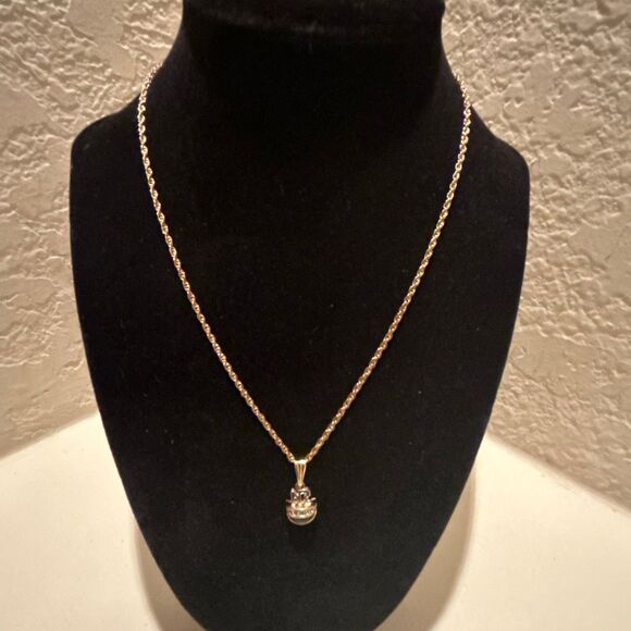 Vintage Nina Ricci Gold Plated Chain Necklace NR Logo Gemstone Charm Pendant - Picture 1 of 7